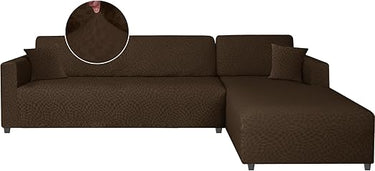 Ystyle Funda Sofa Chaise Longue Ajustables Izquierdo Derecho, Cubre Sofa Chaise Longue, 2 Piezas Protector Sofa Elasticas ChaiseLongue, Funda Sofa L (3 Plazas+3 Plazas, Café)